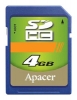 Apacer memory card, scheda di memoria Apacer 4Gb SDHC Class 4, scheda di memoria Apacer, Apacer SDHC scheda di memoria da 4 GB Class 4, bastone di memoria Apacer, Apacer memory stick, Apacer 4Gb SDHC Class 4, Apacer SDHC 4Gb Classe 4 specifiche, Apacer 4Gb SDHC Class 4