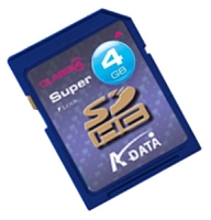 Scheda di memoria ADATA, scheda di memoria ADATA Super SDHC Class 4 4GB, scheda di memoria ADATA, ADATA 4 scheda di memoria SDHC Classe Super 4GB, bastone di memoria ADATA, ADATA memory stick, Super ADATA SDHC Class 4 4GB, Super ADATA SDHC Class 4 4GB specifiche, ADATA Super SDHC C