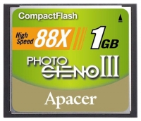 Apacer memory card, scheda di memoria Apacer Photo Steno III CF 88X 1GB, scheda di memoria Apacer, Apacer Photo Steno III 88X scheda di memoria CF da 1 GB, il bastone di memoria Apacer, Apacer memory stick, Apacer Photo Steno III CF da 1 GB 88X, Apacer Photo Steno III CF 88X 1GB SPECIFICHE