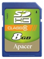 Apacer memory card, scheda di memoria Apacer SDHC 8GB Classe 6, scheda di memoria Apacer, Apacer SDHC Scheda di memoria 8GB Classe 6, bastone di memoria Apacer, il bastone di memoria Apacer, Apacer 8GB SDHC Classe 6, Apacer 8GB SDHC Classe 6 specifiche, Apacer 8GB SDHC Classe 6