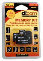 Scheda di memoria Dicom, scheda di memoria micro SD Dicom 4 in 1 Kit da 1GB, scheda di memoria Dicom, Dicom micro SD 4 in 1 corredo della scheda di memoria da 1 GB, memory stick Dicom, Dicom memory stick, Dicom micro SD 4 in 1 Kit da 1GB, Dicom micro SD 4 in 1 Specifiche 1GB Kit, Dicom micro SD