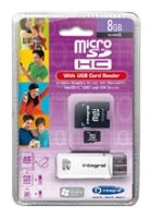 scheda di memoria integrata, scheda di memoria Integral microSDHC Class 4 8GB + 2 adattatori + lettore di schede USB, scheda di memoria Integral, Integral microSDHC Class 4 8GB + 2 adattatori + Scheda di memoria Lettore di schede USB, stick di memoria integrata, Integrale memory stick, Integral microS