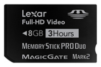Scheda di memoria Lexar scheda di memoria Lexar Memory Stick PRO Duo Memoria video Full-HD carta 8GB, scheda di memoria Lexar Memory Stick PRO Memory Card Scheda di memoria Lexar Duo Full-HD Video 8GB, bastone di memoria Lexar Lexar Memory Stick, Lexar Memory Stick PRO Duo Full-HD Vi