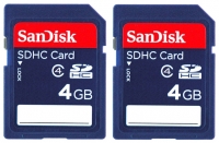 scheda di memoria Sandisk, scheda di memoria Sandisk SDHC Class 4 2x4GB, scheda di memoria Sandisk, Sandisk Scheda di memoria SDHC Classe 4 2x4GB, bastone di memoria Sandisk, Sandisk memory stick, Sandisk SDHC Class 4 2x4GB, 2x4GB Sandisk SDHC Class 4 Specifiche