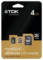 Scheda di memoria TDK, TDK scheda di memoria microSDHC Class 4 4GB USB Reader & amp +; amp; adattatore SD, scheda di memoria TDK, TDK microSDHC Class 4 4GB + USB Reader & amp; memoria adattatore SD; amp card, memory stick TDK, TDK memory stick, TDK microSDHC Class 4 4GB + Lettore USB