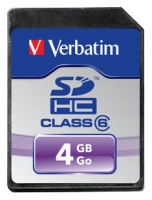scheda di memoria Verbatim, memory card Verbatim SDHC Class 6 4GB, scheda di memoria Verbatim, 6 scheda di memoria Verbatim SDHC Class 4 GB, il bastone di memoria Verbatim, Verbatim memory stick, Verbatim SDHC Class 6 4GB, Verbatim SDHC Classe 6 Specifiche 4GB, Verbatim SDHC Clas